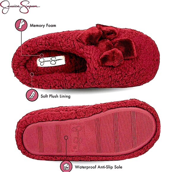 Jessica Simpson Burgundy Plush MarshmallowSlideon House Slipper Clog Memory Foam - Picture 2 of 10